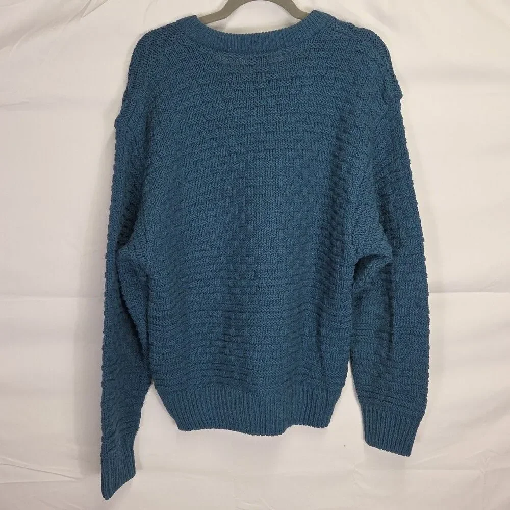 Vintage 1980 Banana Republic Made In USA Knit Sweater Crewneck Blue Mens Size XL
